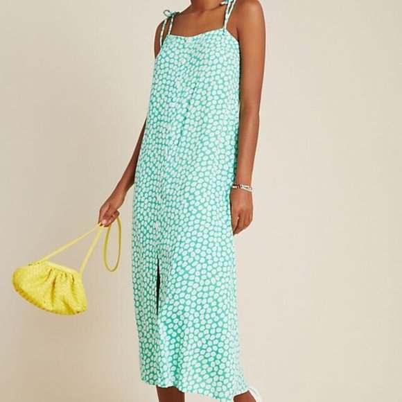 Faithfull the Brand Size 8 Anthropologie Exclusive Green‎ Cora Floral Midi Dress - Picture 2 of 9